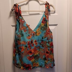 Willow & Clay Floral Sleeveless Top - Multicolor Sz Med